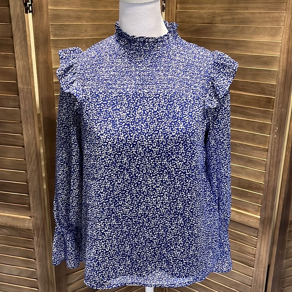 Banana Republic Smocked Flutter-Sleeve Long Sleeve Blouse size XS